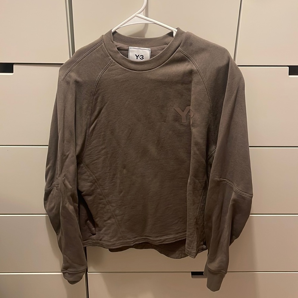 Y3 gray green crew neck, size S